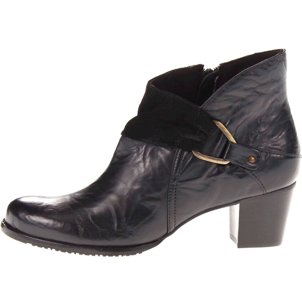 Walking Cradles Black Leather Ankle Booties